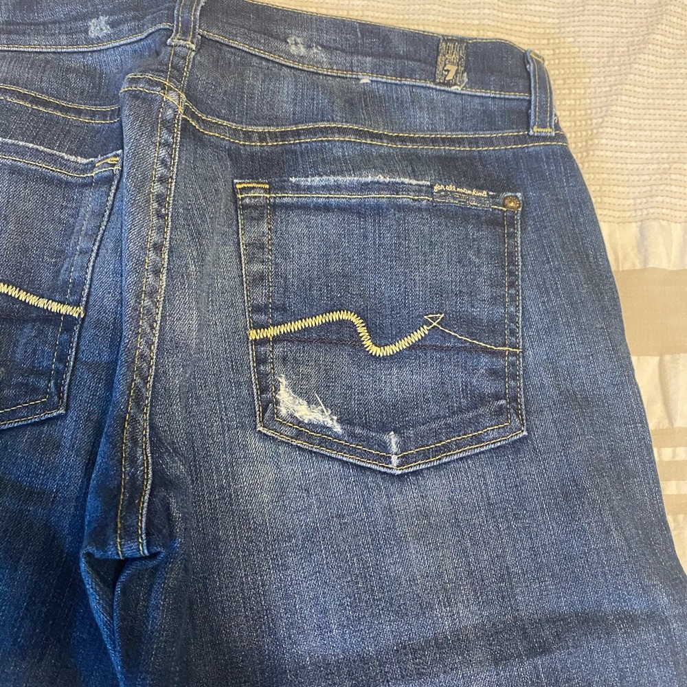 7 for all mankind dark straight leg jeans, size 30.